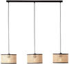 Lampe, Wiley Pendelleuchte 3flg schwarz/holzfarbend, 3x A60, E27, 60W, Kabel kürzbar