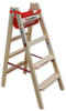 Stehleiter Holz 1,2m 2x4stuf mit 80mm Comfort-Stufen und Eimerhaken 1057704 -