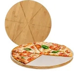 Relaxdays - Pizzabrett Bambus 2er Set, Runde Pizzateller 33 Cm &Oslash;, Inkl. Backpapier,