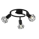 Deckenleuchte 3 Flammig Spotrondell K&auml;fig Design Deckenlampe Strahler Schwarz, Spots