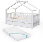 Vitalispa - Hausbett Design, Wei&szlig;, 80x160 Cm Mit 2 Schubladen Und Matratze