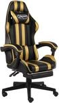 Vidaxl - Gaming-stuhl Mit Fu&szlig;st&uuml;tze Schwarz Und Golden Kunstleder