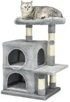 Lionto Kratzbaum F&uuml;r Katzen 80 Cm, Mit 2 H&ouml;hlen, Liegebett & Spielball,