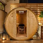 Outdoor Fasssauna Lahti L - 195 X 180 Cm F&uuml;r 4 Personen Sauna Saunakabine