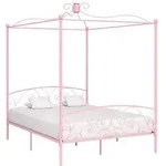 Himmelbett-gestell Rosa Metall 160 X 200 Cm Vidaxl