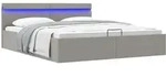 Bett Mit Bettkasten Hydraulisch Led Hellgrau Stoff 160x200 Cm Vidaxl 933199