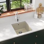 Granitsp&uuml;le Einzelbecken Beige Vidaxl