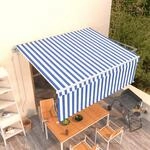 Vidaxl Markise Automatisch Einziehbar Mit Volant 4,5x3 M Blau Und Wei&szlig;