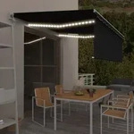 Vidaxl Markise Automatisch Mit Rollo Led Windsensor 4x3 M Anthrazit