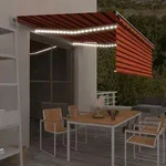 Vidaxl Markise Automatisch Mit Rollo Led Windsensor 4x3 M Orange Braun