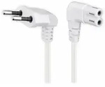 Euro-netzkabel Mit Doppelnutkupplung, Wei&szlig;, 3m, 90&deg; - Goobay