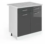 Vicco - K&uuml;chenunterschrank R-line, Anthrazit Hochglanz, 80 Cm , Ap Marmor