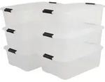 Aufbewahrungsbox Mit Deckel, 30l, 6er-set, Transparent, Schnappverschl&uuml;sse Mit
