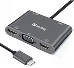 Sandberg Usb-c Dockingstation 2xhdmi+1xvga+usb+pd