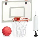 Relaxdays - Basketballkorb F&uuml;rs Zimmer, Set Mit Ball & Luftpumpe, Backboard Zum An
