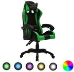 Vidaxl - Gaming-stuhl Mit Rgb Led-leuchten Gr&uuml;n Und Schwarz Kunstleder