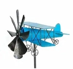 Gartenstecker Metall Flugzeug Xl 160 Cm Doppeldecker Blau 96099 Windspiel Windrad