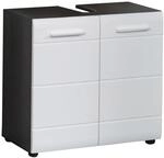 Trendteam Waschbeckenunterschrank Bad Schrank Linebad Sardegna Wei&szlig; Rauchsilber 60 X