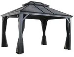 Alu Pavillon Mykonos 1014 Hardtop Pavillon Mit Moskitonetz Grau 299x425x291 Cm -