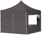3x3 M Faltpavillon, Economy Alu 32mm, Seitenteile Mit Panoramafenster, Dunkelgrau