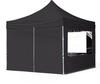 3x3 m Faltpavillon, economy Alu 32mm, Seitenteile mit Panoramafenster, schwarz -