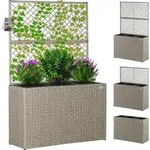 Blumenkasten 3 Innent&ouml;pfe Polyrattangeflecht Rankgitter Blumentopf &Uuml;bertopf