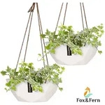 Blumfeldt - Laren Blumenampel &Oslash; 28 Cm Polystone Mit Naturseilen 2er-set
