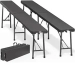 2er Set Bierbank Klappbar 8 Personen Rattanoptik 180cm Kunststoff Klappbank Faltbar