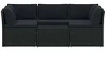 4-tlg. Garten-lounge-set Mit Auflagen Poly Rattan Schwarz Vidaxl