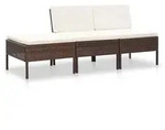 3-tlg. Garten-lounge-set Mit Auflagen Poly Rattan Braun - Vidaxl