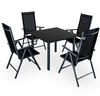 Casaria - Gartenmöbel Set 4 Stühle mit Tisch 90x90cm Aluminium Sicherheitsglas