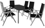 Casaria&reg; Gartenm&ouml;bel Set 6 St&uuml;hle Mit Tisch 150x90cm Aluminium Sicherheitsglas