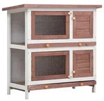 Kaninchenstall 4 T&uuml;ren Braun Holz - Vidaxl