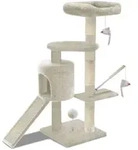 Vounot&reg; Kratzbaum Mit Kratzbrett Sisalseil F&uuml;r Katzen, Katzenbaum 115cm, Beige
