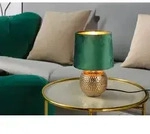 Tischleuchte Sophia Gr&uuml;n/gold Keramikfu&szlig; Samtschirm, H&ouml;he 26cm