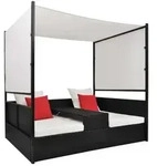 Vidaxl - Gartenbett Mit Baldachin Schwarz 190&times;130 Cm Poly Rattan