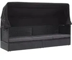 Outdoor-sofabett Mit Dach Poly-rattan Schwarz - Vidaxl