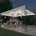Pavillon Mit Doppeldach & Led-lichterkette 3x4 M Wei&szlig; Vidaxl