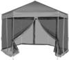 Hexagonal Pop-Up Zelt Camping Zelt mit 6 Seitenwänden Grau 3,6x3,1 m vidaXL