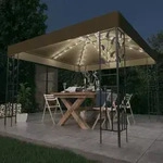 Pavillon Mit Led-lichterkette 3x3 M Taupe - Vidaxl
