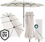 Kingsleeve Doppelsonnenschirm 460x270 Cm Uv Schutz 80+ Gro&szlig; Xxl Schutzh&uuml;lle Kurbel