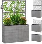Blumenkasten 3 Innent&ouml;pfe Polyrattangeflecht Rankgitter Blumentopf &Uuml;bertopf
