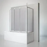 Duschwand Mit Seitenwand, 3-teilig Faltbar - Breite: 129 Cm, H&ouml;he: 140 Cm, Glas: