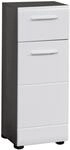 Trendteam - Linebad Badschrank 1 T&uuml;r, 1 Schublade Rauchsilber, Wei&szlig; Hochglanz.