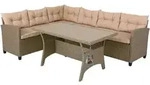 Polyrattan Ecklounge Set Wpc Esstisch Ecksofa Inkl. 7cm Sitzauflagen 15cm Kissen