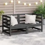 Garten-ecksofas 2 Stk. Grau Massivholz Kiefer - Vidaxl
