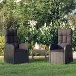 Vidaxl - Garten-liegest&uuml;hle 2 Stk. Mit Auflagen Poly Rattan Schwarz
