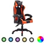 Vidaxl - Gaming-stuhl Mit Rgb Led-leuchten Orange Und Schwarz Kunstleder
