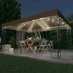 Pavillon Mit Doppeldach & Led-lichterkette 3x4 M Taupe - Vidaxl