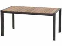 Londra Casual Dining Tisch 140x80cm Alu, matt-anthrazit,Teak FSC 100%